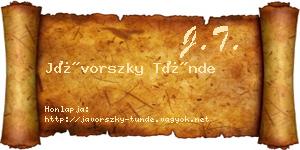 Jávorszky Tünde névjegykártya