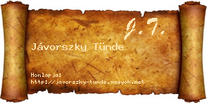 Jávorszky Tünde névjegykártya